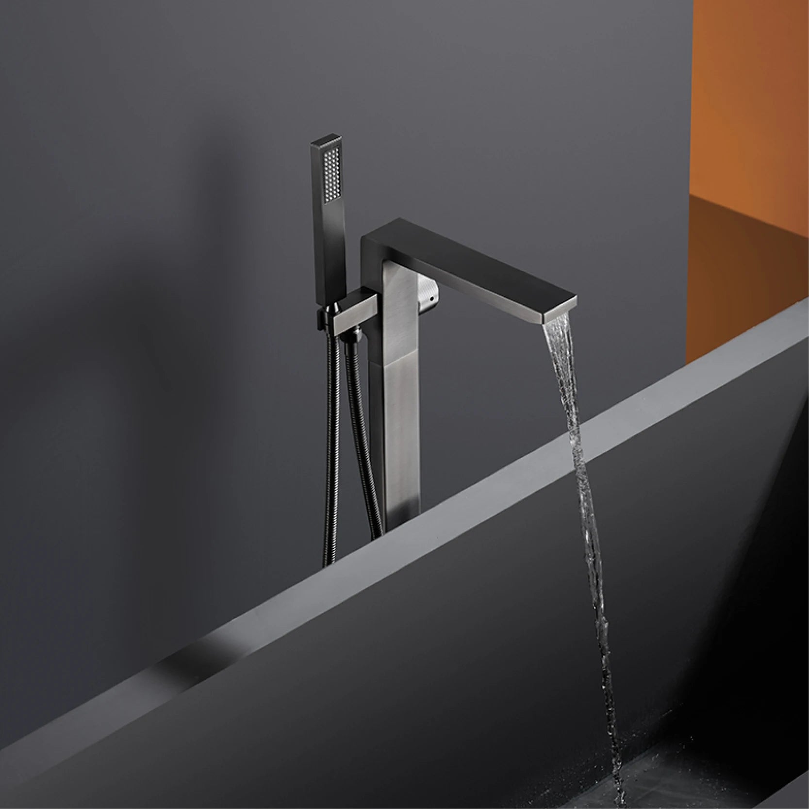 MC THE BLACK DIAMOND bathtub and shower faucet with embedded hot and cold water mixer, featuring a sleek, simple design.