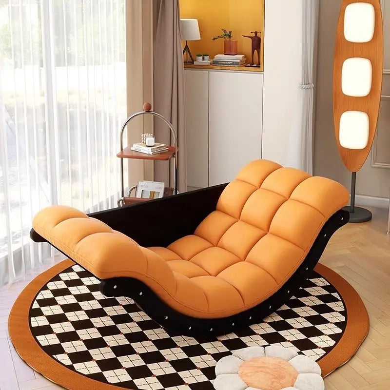 MC THE BLACK DIAMOND retro living room sofa and classic rocking chair with chaise lounge design, stylish and comfortable furniture.