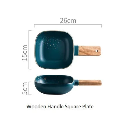 Dark green ceramic Western dinnerware set by MC THE BLACK DIAMOND, featuring plates and bowls with a sleek Nordic design.