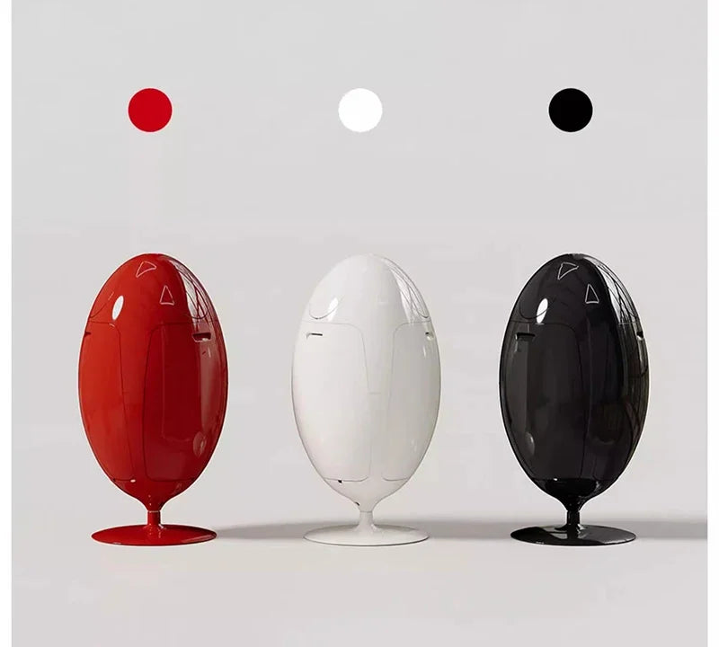 Large dinosaur egg design trash can by MC THE BLACK DIAMOND, sturdy garbage collector with fun dinosaur egg appearance.