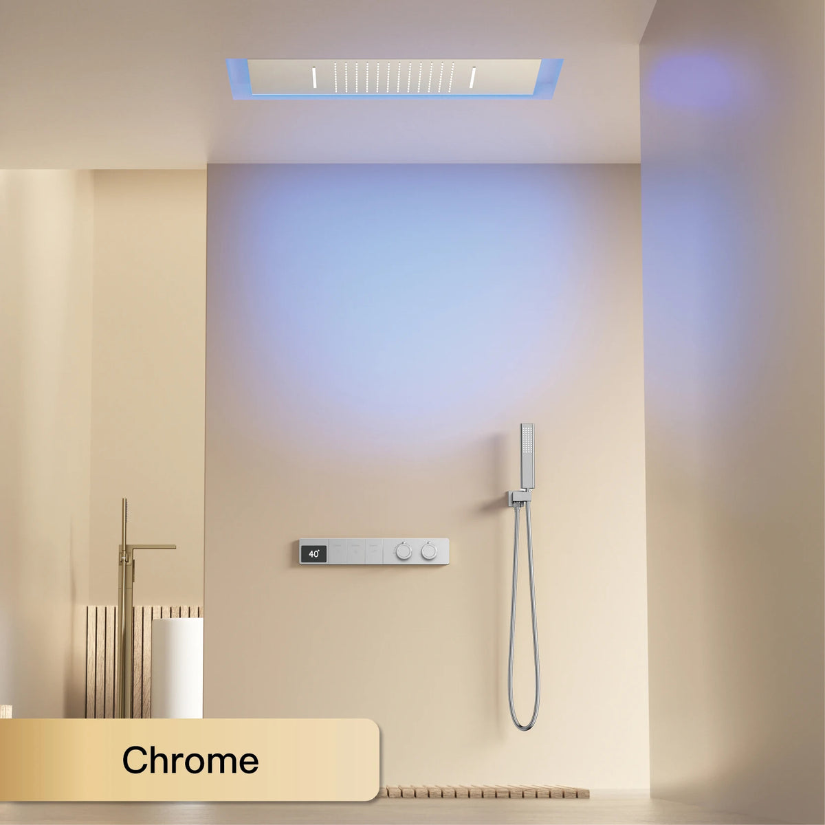 Wall-mounted MC THE BLACK DIAMOND shower system with hidden design, dual control hot and cold water wall-mounted faucet.