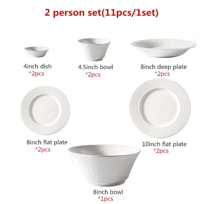 Elegant ceramic luxury dinnerware set by MC THE BLACK DIAMOND featuring plates, bowls, and serving dishes on a stylish table.