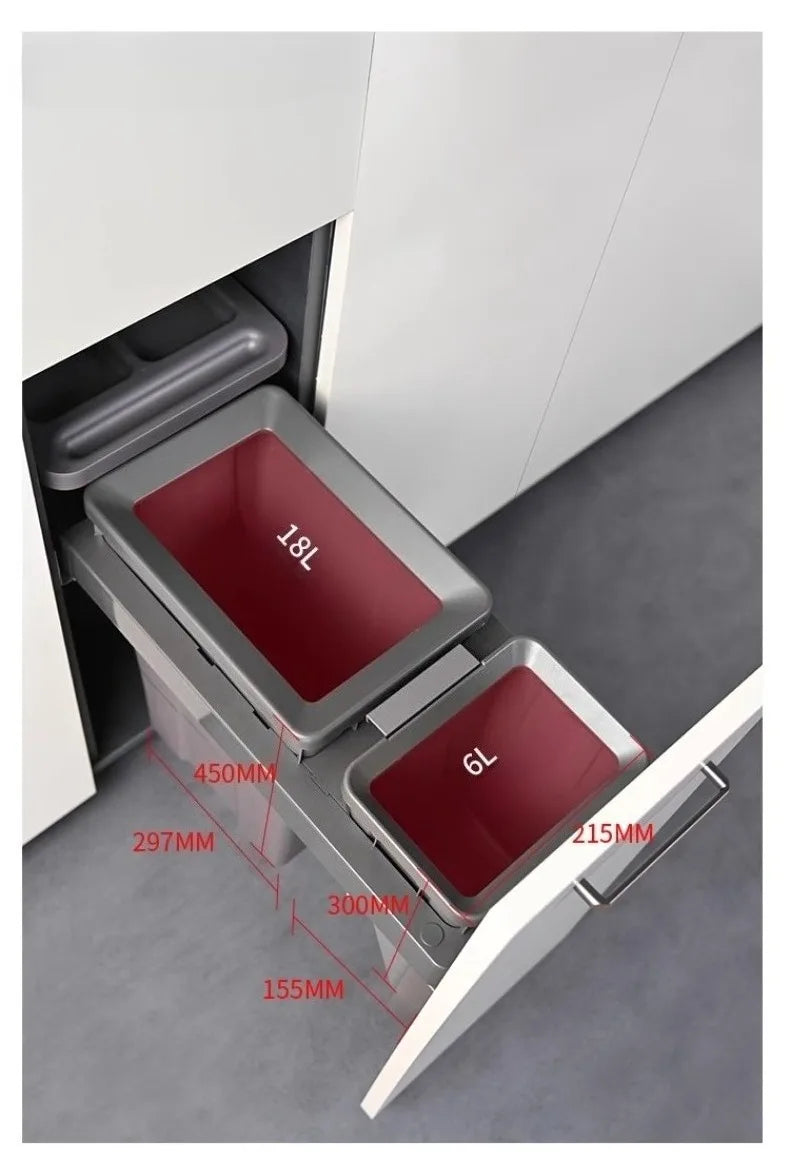 MC THE BLACK DIAMOND hidden trash can with lid, kitchen garbage bin for food waste disposal, compact and discreet design