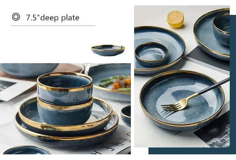 Light Luxury Dishes Steak Dessert Dinnerware Set by MC THE BLACK DIAMOND, elegant plates and bowls for steak and desserts