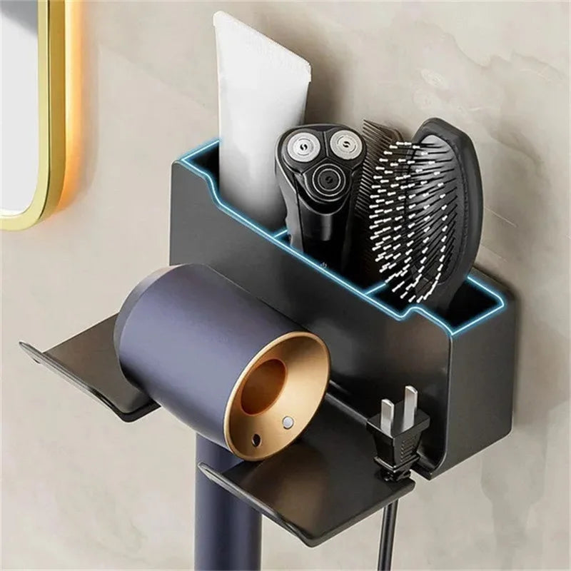 MC THE BLACK DIAMOND hair dryer organizer storage for bathroom, keeping hair dryer and accessories neatly arranged