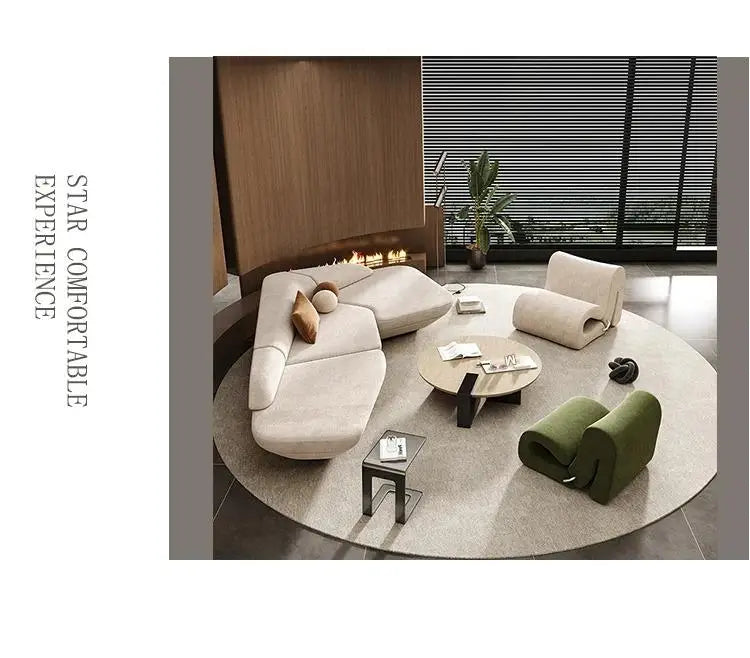 Curved luxury leisure reception corner sofa by MC THE BLACK DIAMOND, showcasing plush cushioning and sleek sectional design.