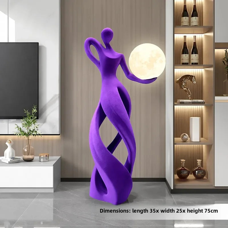 Modern flocking art statue sculpture by MC THE BLACK DIAMOND, showcasing a sleek, textured design for creative home decor.