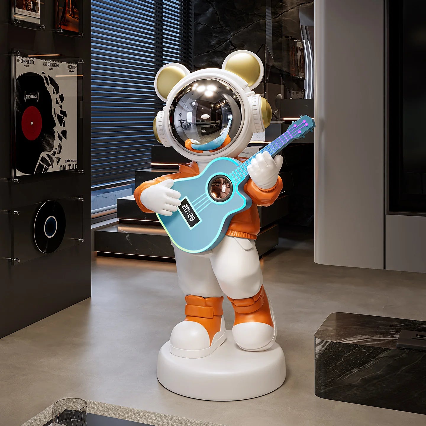 Large astronaut cartoon floor decor figurine by MC THE BLACK DIAMOND, modern luxury space-themed decor piece.