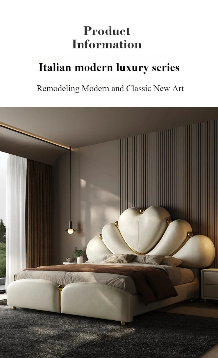 White waterproof Nordic-style double bed headboard by MC THE BLACK DIAMOND, shown with a sleek European queen bed frame.