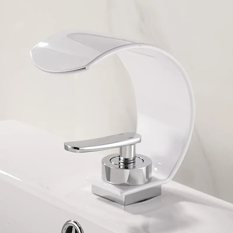 Black and white hot and cold water bathroom sink faucet by MC THE BLACK DIAMOND, featuring a modern iron bath sink tap design.