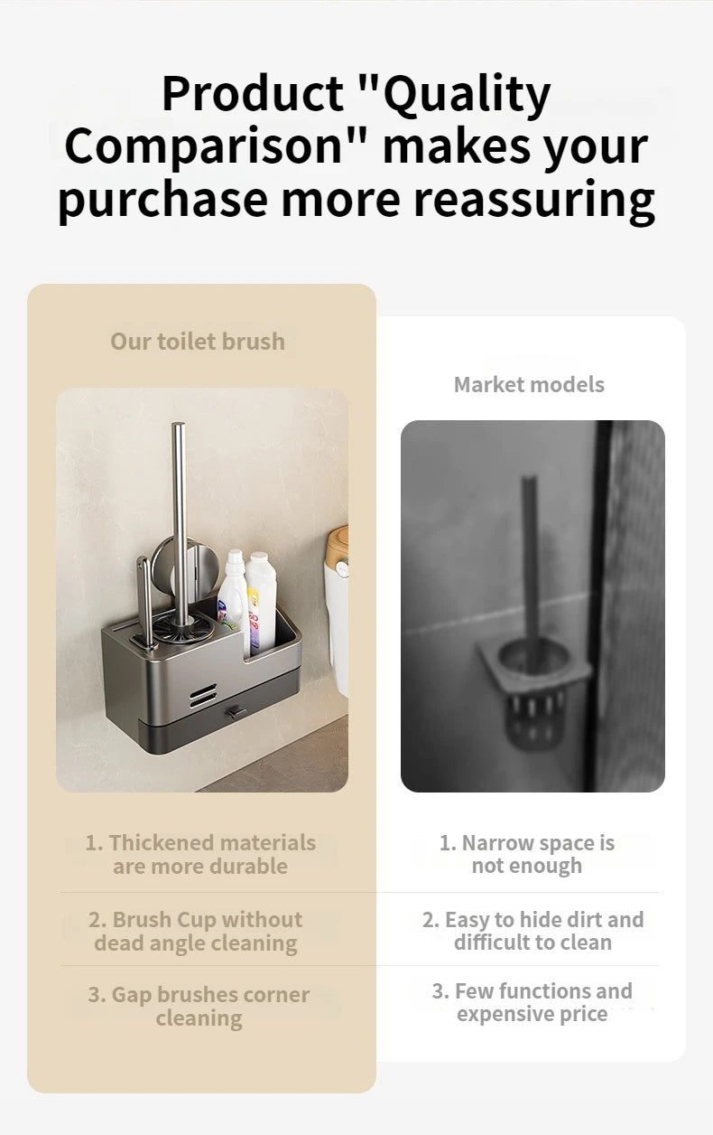 Wall-mounted bathroom brush holder by MC THE BLACK DIAMOND, featuring durable ceramic construction and a sleek design for bathroom storage.