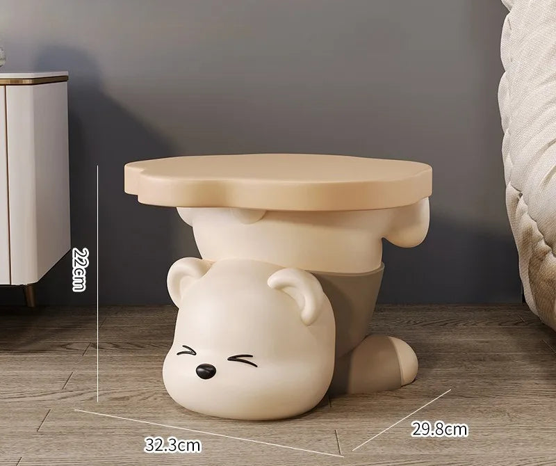 Cartoon household shoe cabinet as a side table, featuring a playful design by MC THE BLACK DIAMOND, with multiple shoe storage compartments.