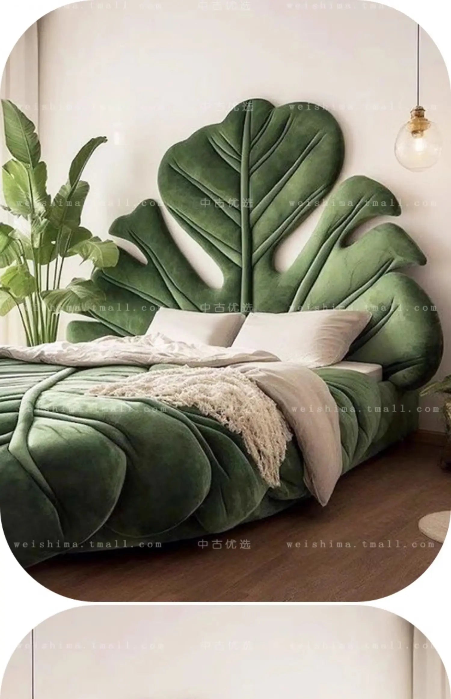 Modern velvet bedroom bed with a luxurious headboard, featuring a large double size, ideal for adults in contemporary home decor.