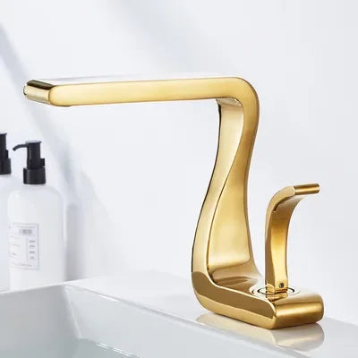Retro bathroom sink faucet by MC THE BLACK DIAMOND, single-hole design with vintage-style metal finish.