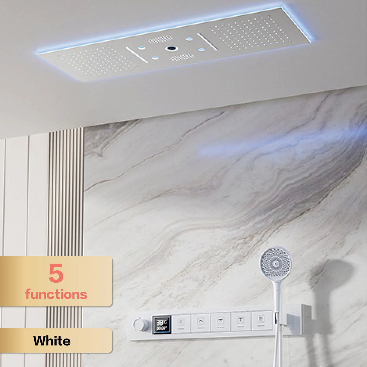 Luxury brass gunmetal LED display thermostatic shower faucet with modern design for bathtub and shower from MC THE BLACK DIAMOND