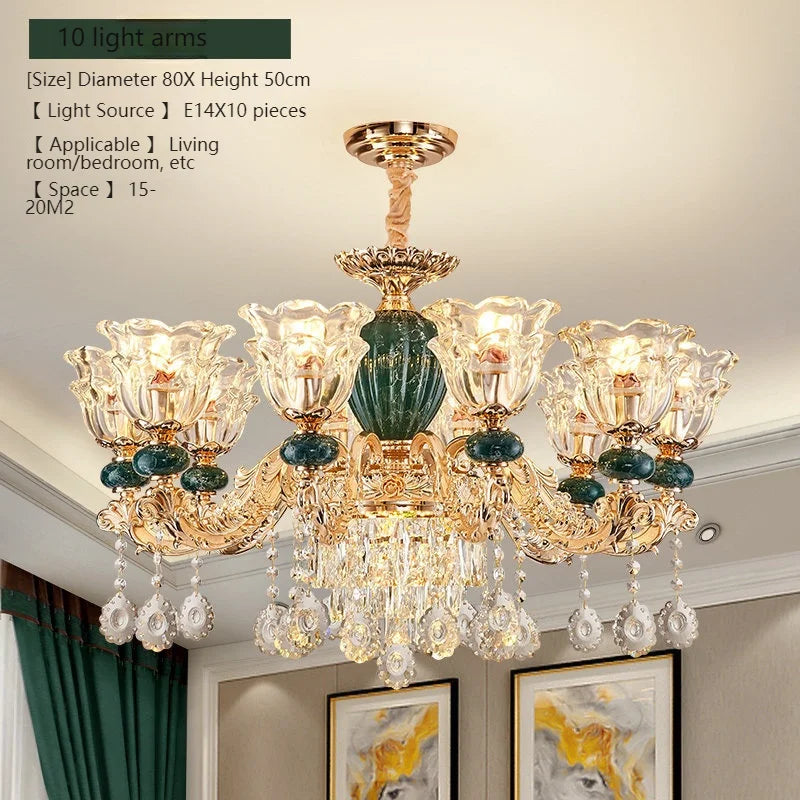 Elegant LED crystal ceramic retro chandelier by MC THE BLACK DIAMOND featuring European-style design with crystal accents and warm lighting.