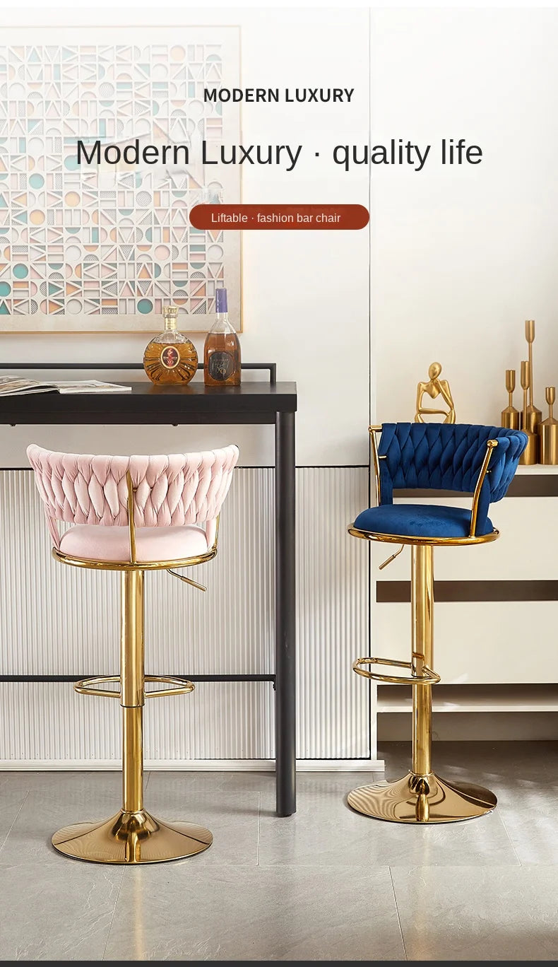 Adjustable black bar stool with high footrest from MC THE BLACK DIAMOND, Nordic style furniture, shown in a modern interior setting.