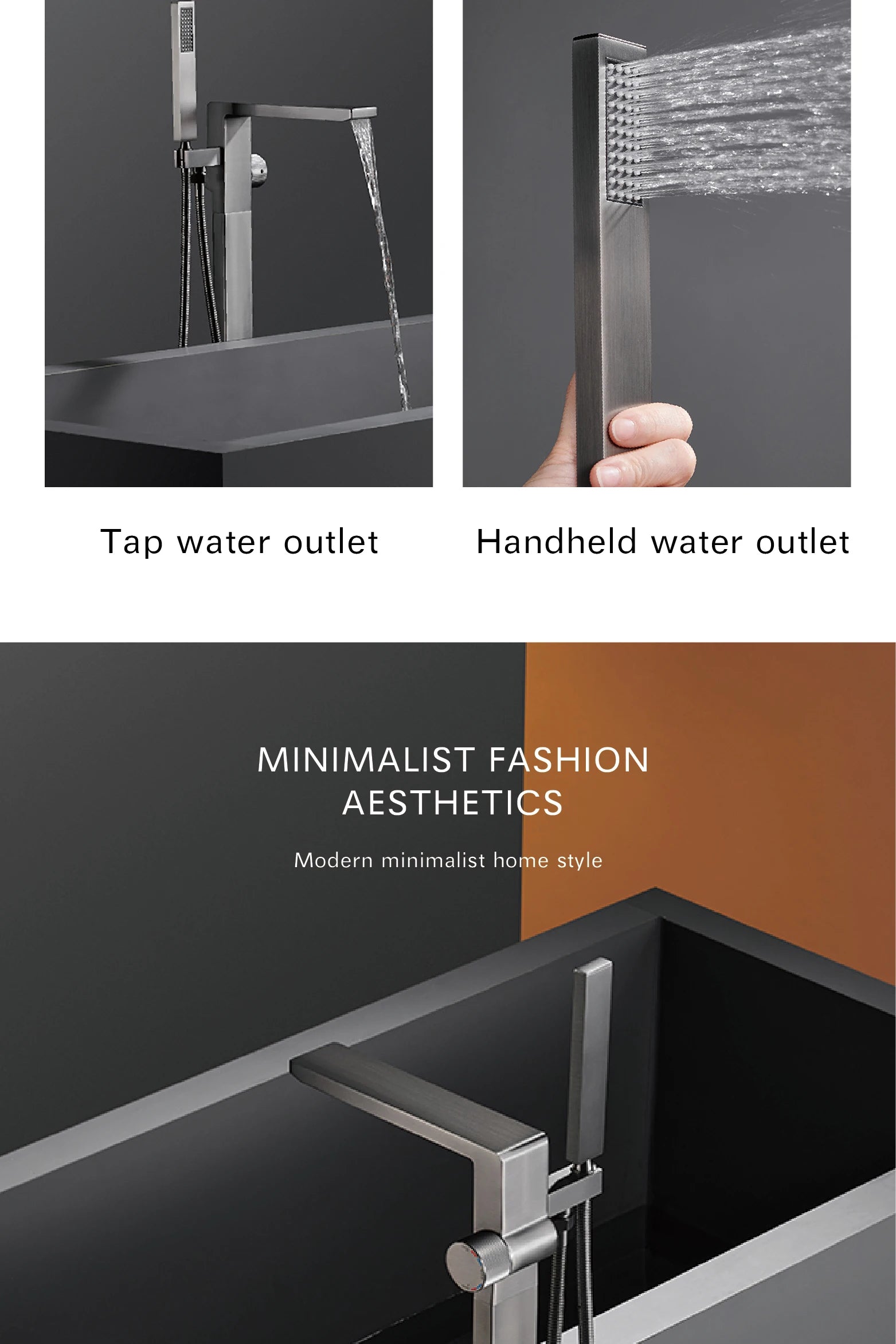 MC THE BLACK DIAMOND hot and cold water embedded bathtub mixer faucet with sleek design and easy-to-use controls.
