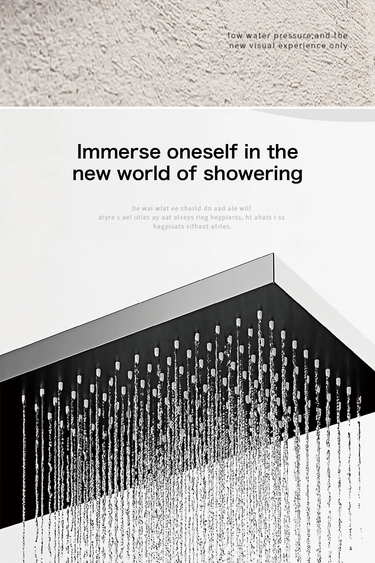 LED digital display shower system by MC THE BLACK DIAMOND with dual control for hot and cold water in a modern bathroom setup.