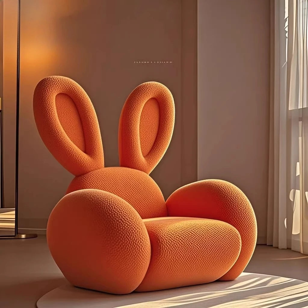 Cream Wind Creative Rabbit fabric sofa by MC THE BLACK DIAMOND, featuring a whimsical rabbit design and plush seating.