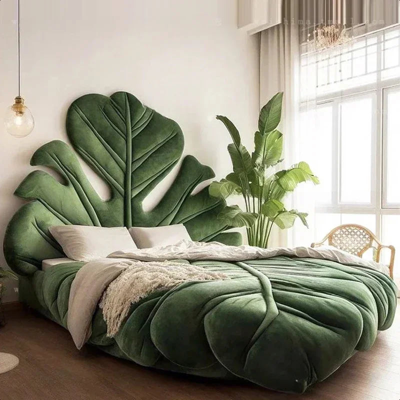 Modern velvet bedroom bed with luxurious headboard by MC THE BLACK DIAMOND, featuring a stylish, spacious double bed for adults.
