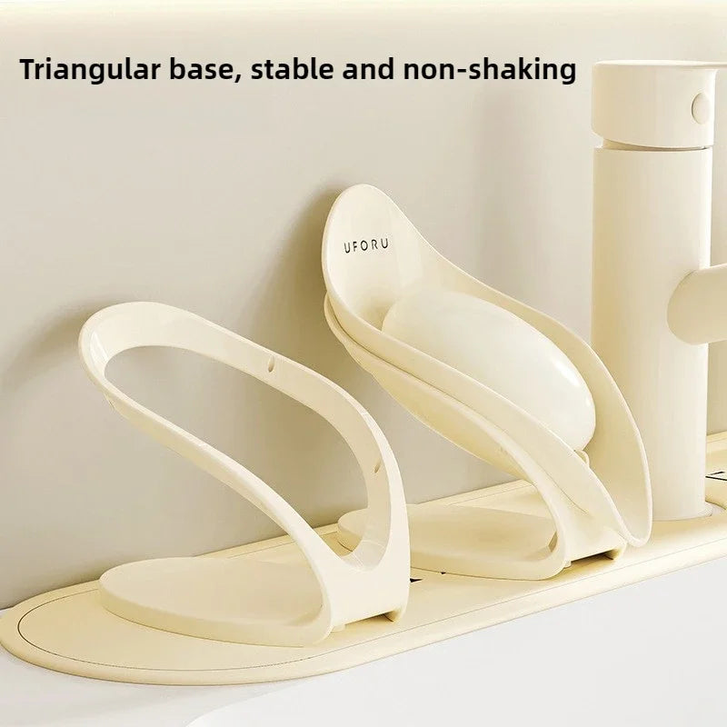 MC THE BLACK DIAMOND soap dish holder with self-draining design, multi-functional countertop storage for kitchen or bathroom.