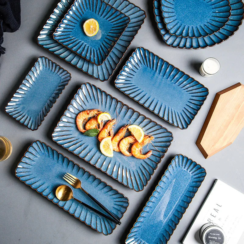 MC THE BLACK DIAMOND Western dinnerware set featuring kiln-variable glazed ceramic tableware for elegant dining.
