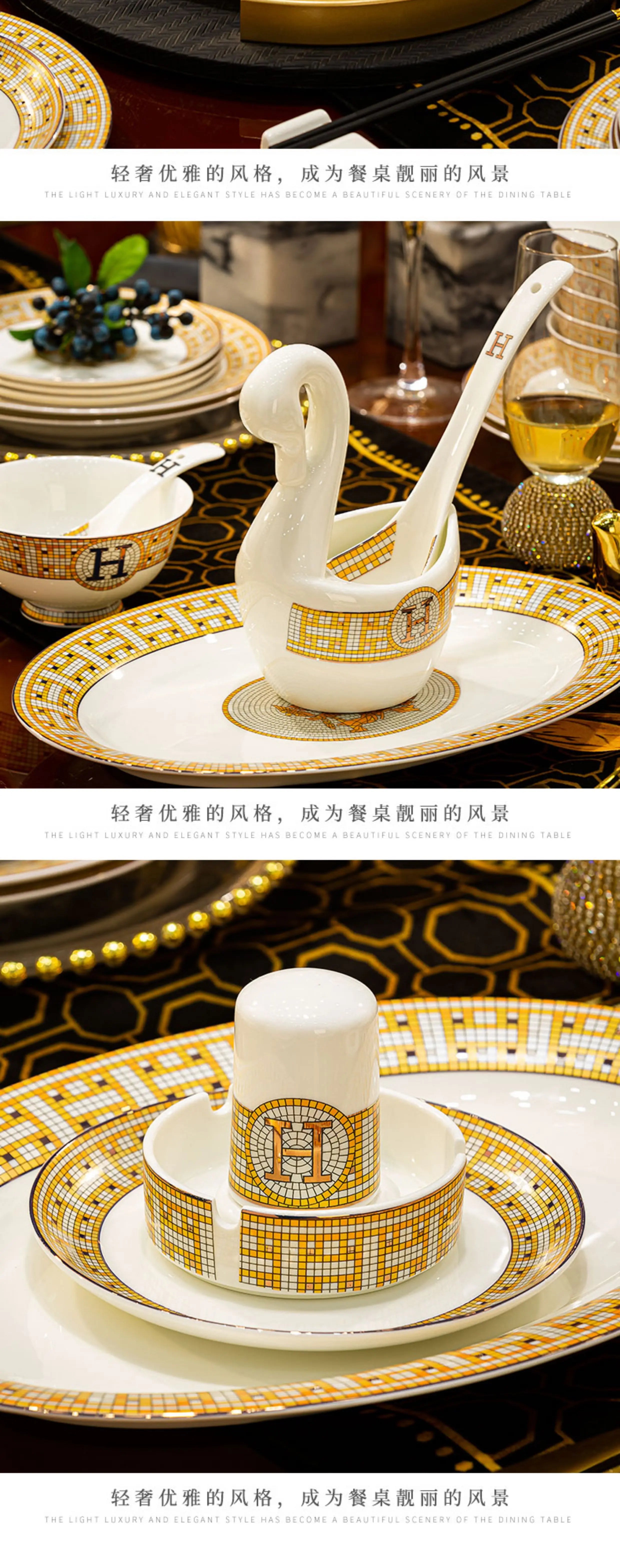 Bone China luxury dinnerware set by 𝕄𝕔 𝕋𝕙𝕖 𝔹𝕝𝕒𝕔𝕜 𝔻𝕚𝕒𝕞𝕠𝕟�