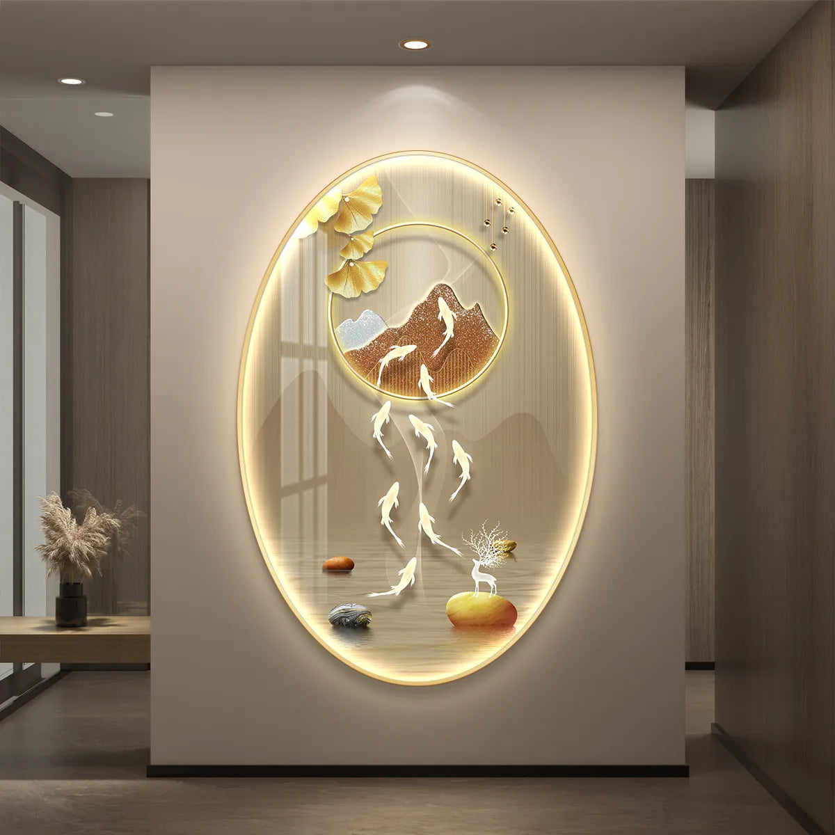 Aesthetic LED wall decor poster by MC THE BLACK DIAMOND featuring luminous painting for high-end living room or corridor interior design.