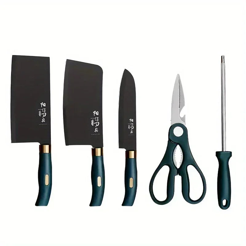Portable MC THE BLACK DIAMOND meat cutting knife set with wear-resistant blades, ideal for kitchen butchering tasks.