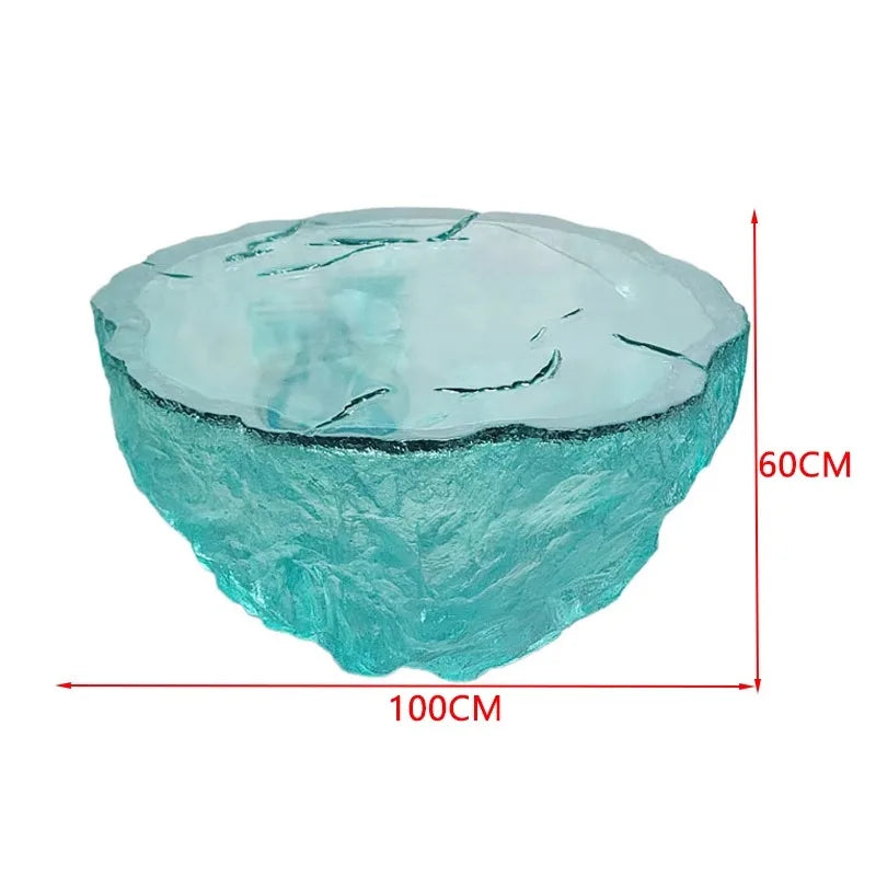 Clear resin coffee table by MC THE BLACK DIAMOND featuring a sleek transparent design and modern aesthetic.