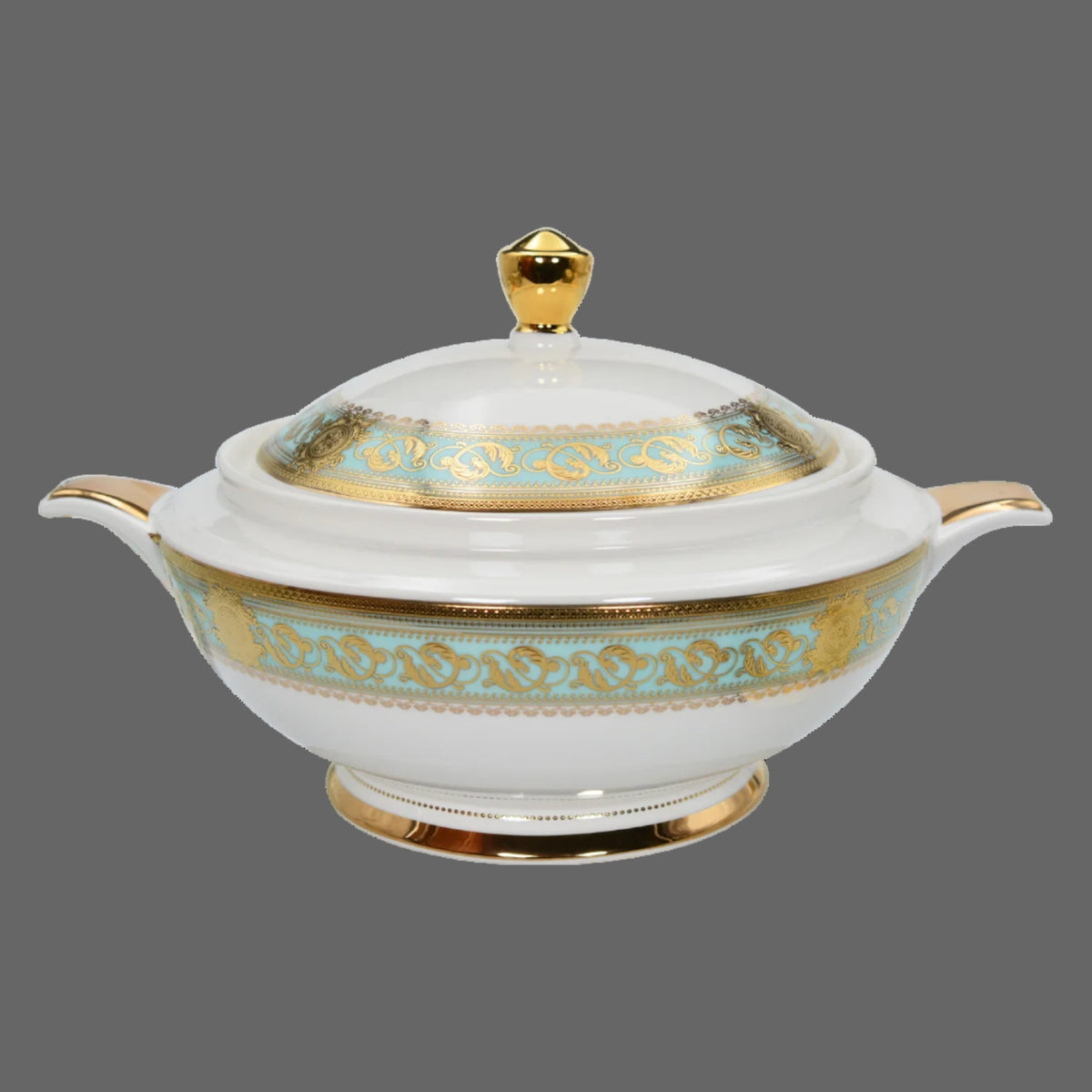 Elegant embossed gold porcelain dinnerware set by MC THE BLACK DIAMOND featuring luxurious design and intricate patterns.