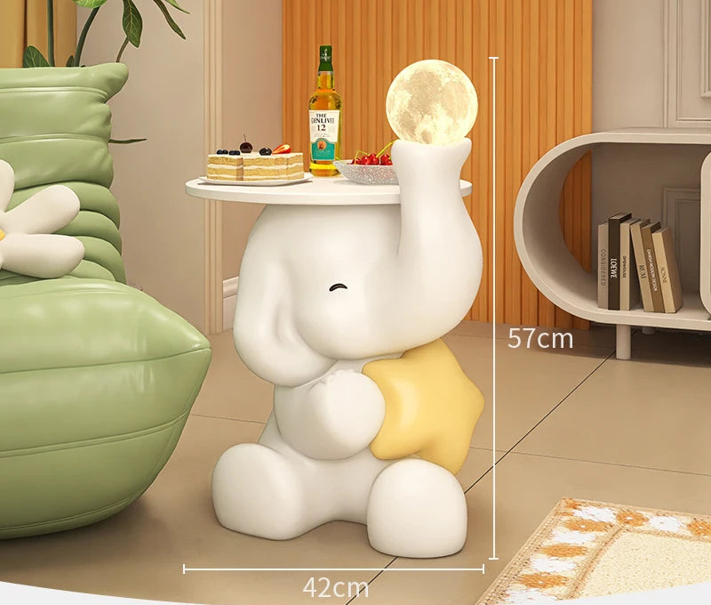 Creative MC THE BLACK DIAMOND elephant statue side table for living room, featuring a decorative end table with elephant design.