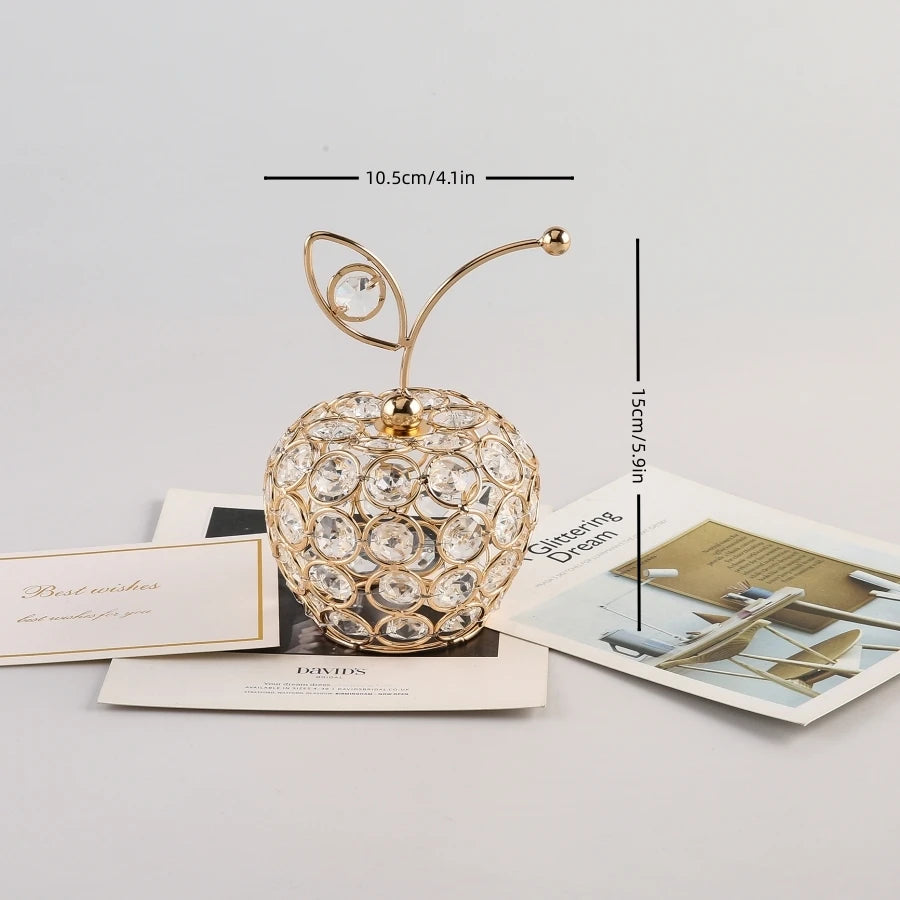 Gold crystal pineapple tabletop centerpiece for home decor, featuring a shiny gold finish and intricate crystal detailing.