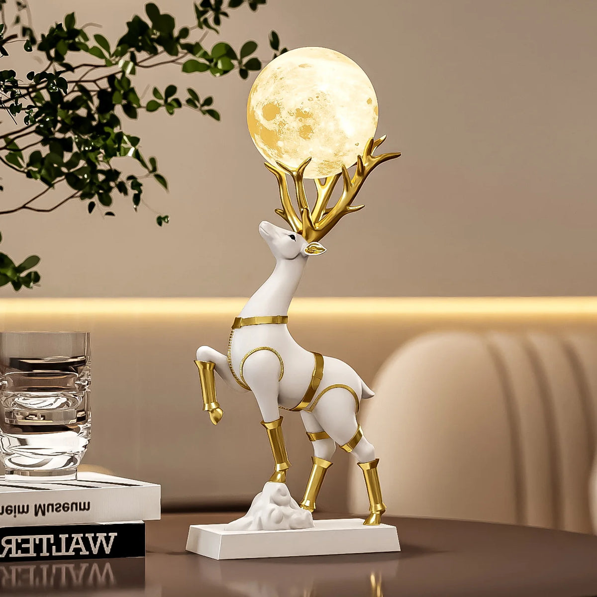 Luxury MC THE BLACK DIAMOND lucky deer sculpture for living room decor, detailed figurine for elegant home decoration.