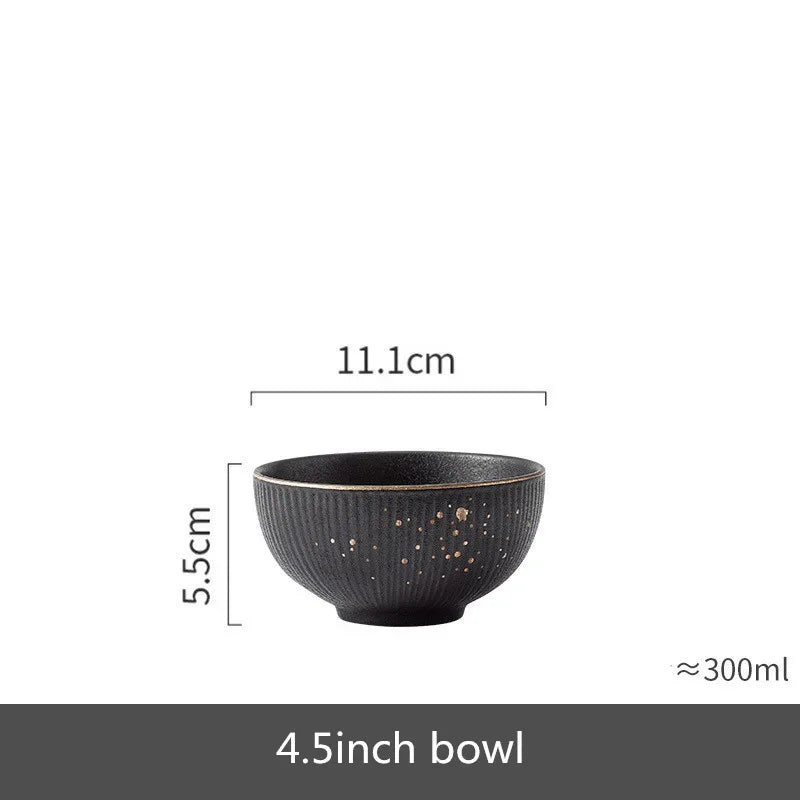 MC THE BLACK DIAMOND ceramic dinnerware set with bowls and cutlery, stylish kitchen dishes and tableware for dining.