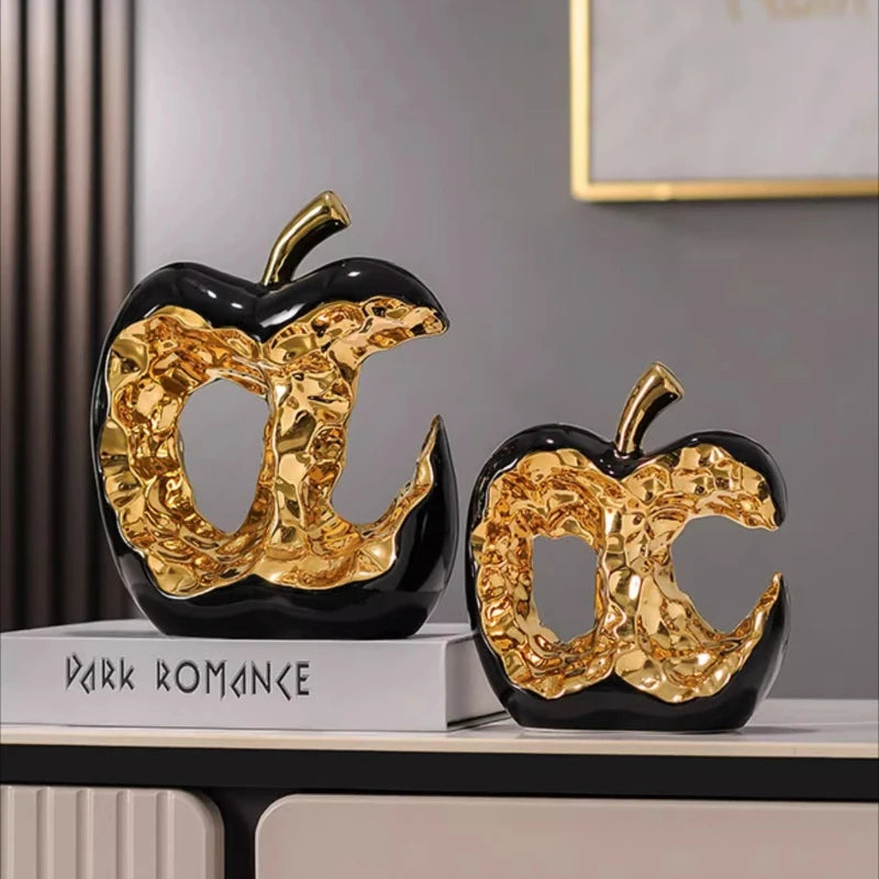 Light luxury ceramic apple ornament by MC THE BLACK DIAMOND, modern decor figurine with smooth, glossy finish.