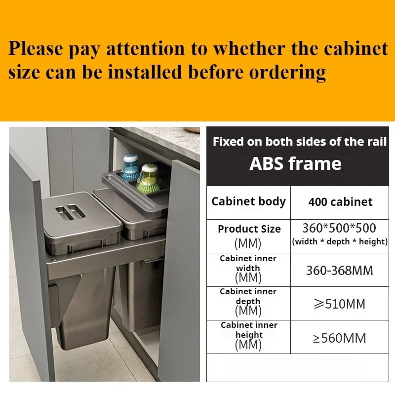 Black MC THE BLACK DIAMOND hidden trash can with lid, designed for kitchen food waste disposal and garbage collection.