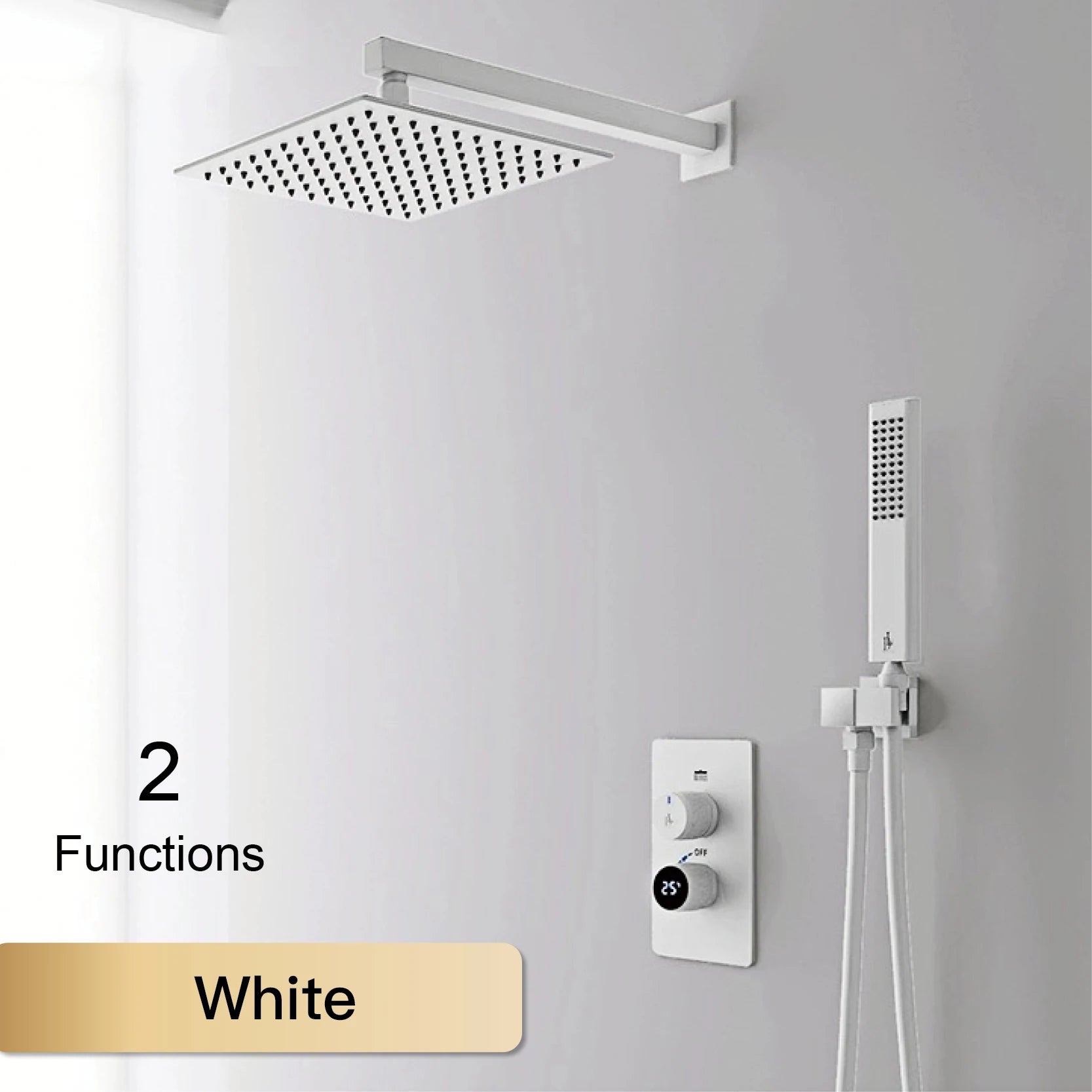 LED digital display shower system for hot and cold water control by MC THE BLACK DIAMOND, with sleek bathroom tap and modern controls.