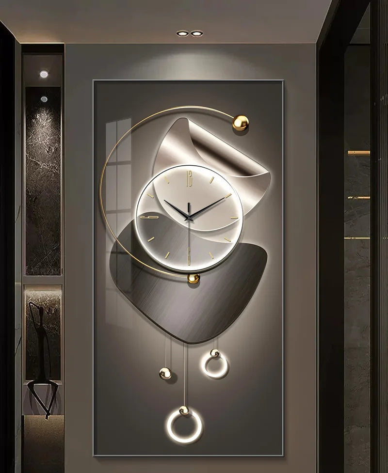 Modern black wall clock by MC THE BLACK DIAMOND, stylish design for living rooms and corridors, with a sleek round face and minimalist style.