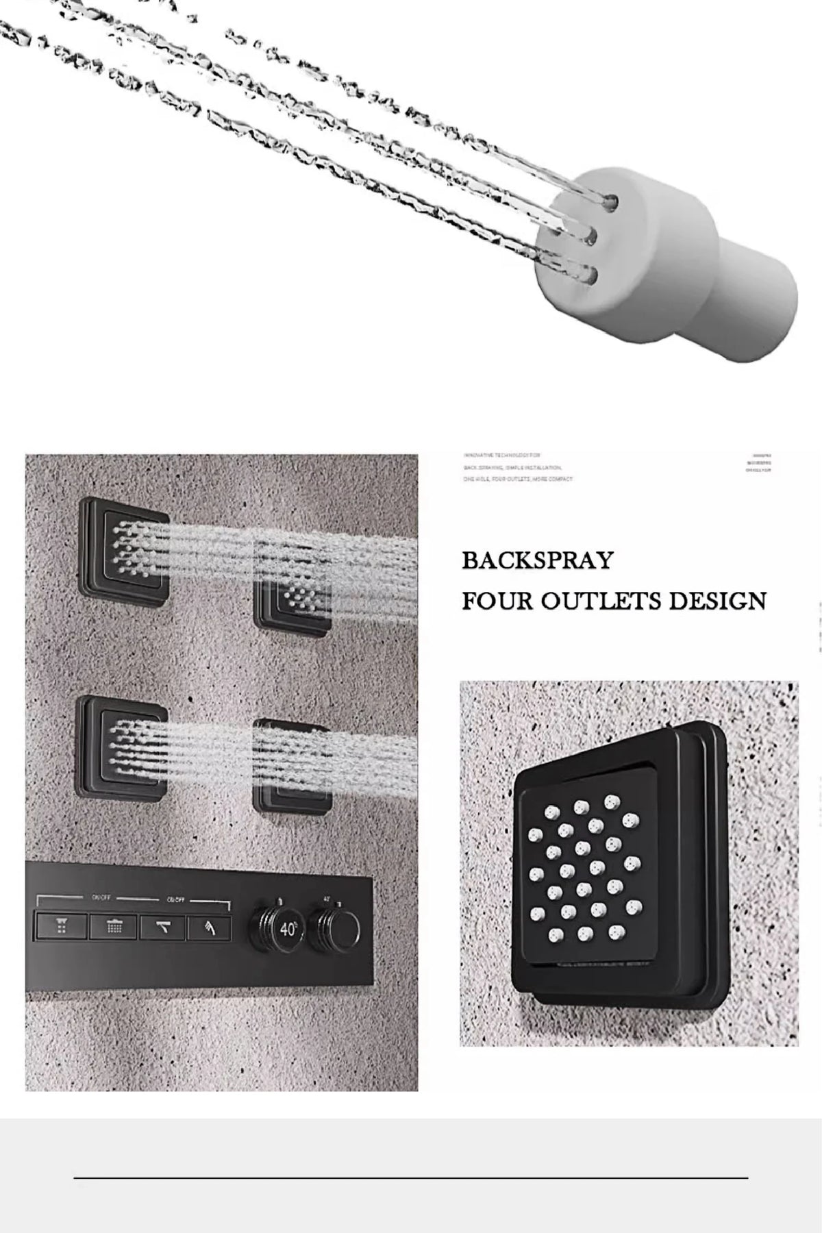 MC THE BLACK DIAMOND LED digital shower system with dual control for hot and cold water, featuring a modern bathroom shower faucet.