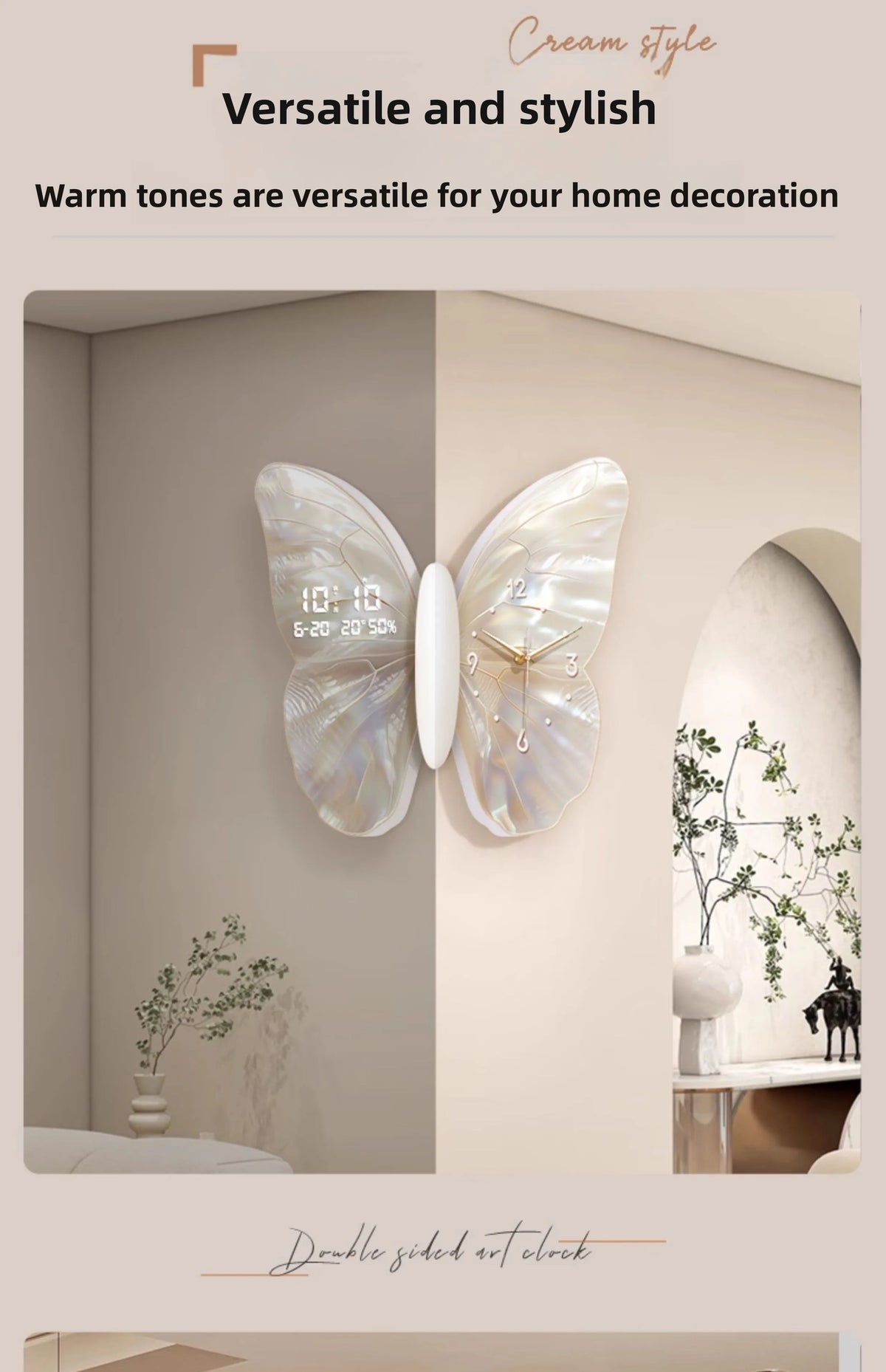 Double-sided white digital corner wall clock by MC THE BLACK DIAMOND showing time display and modern design.