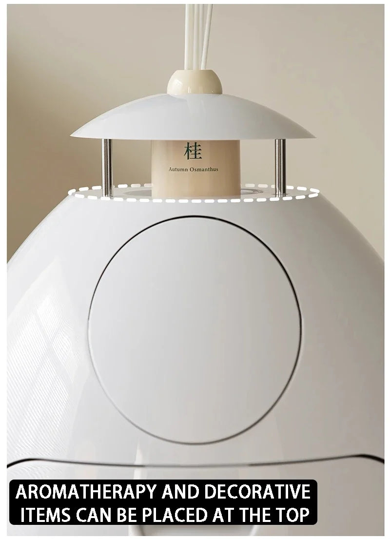 Large dinosaur egg design trash can by MC THE BLACK DIAMOND, sturdy garbage collector with a fun dinosaur egg shape.