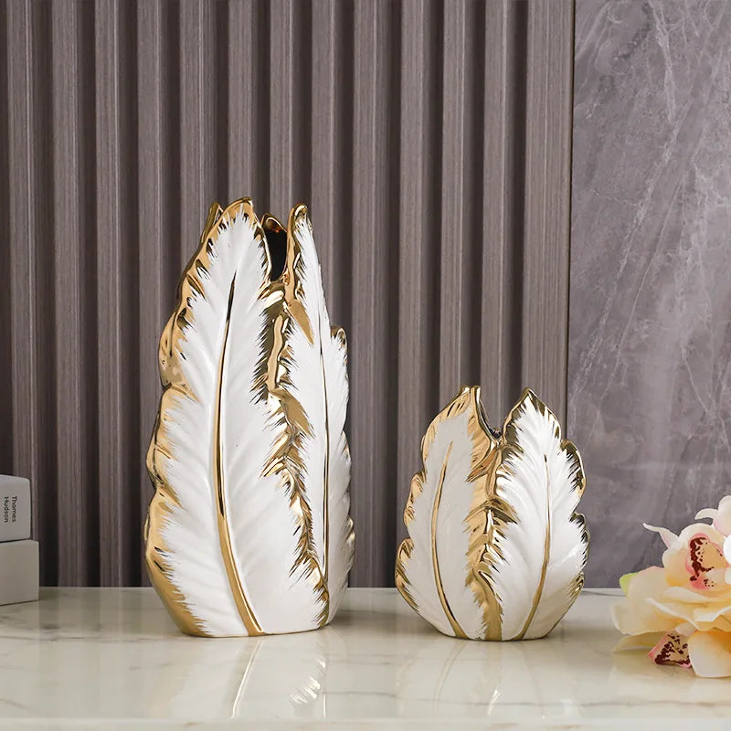 Luxury gold painted ceramic home decor piece by MC THE BLACK DIAMOND, personalized living room decoration on TV cabinet.