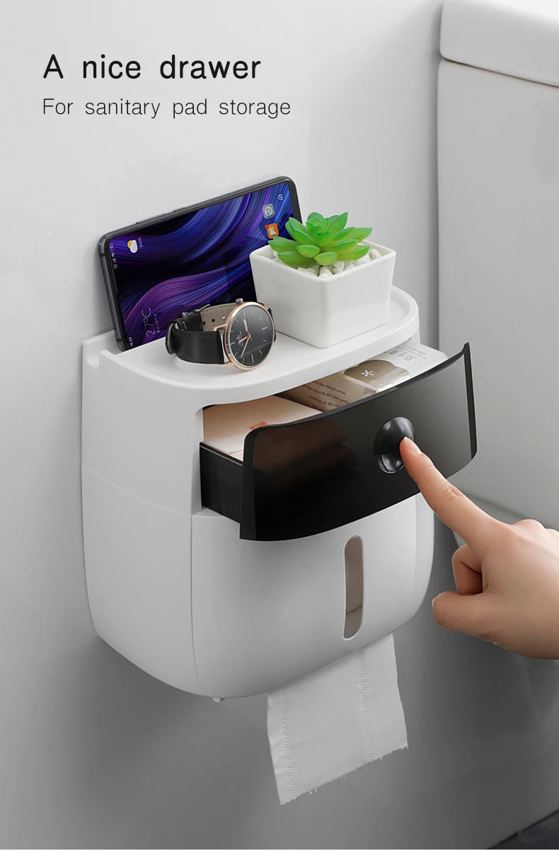 Plastic waterproof double-layer toilet paper holder by 𝕄𝕔 𝕋𝕙𝕖 𝔹𝕝𝕒𝕔𝕜 𝔻𝕚𝕒𝕞𝕠𝕟
