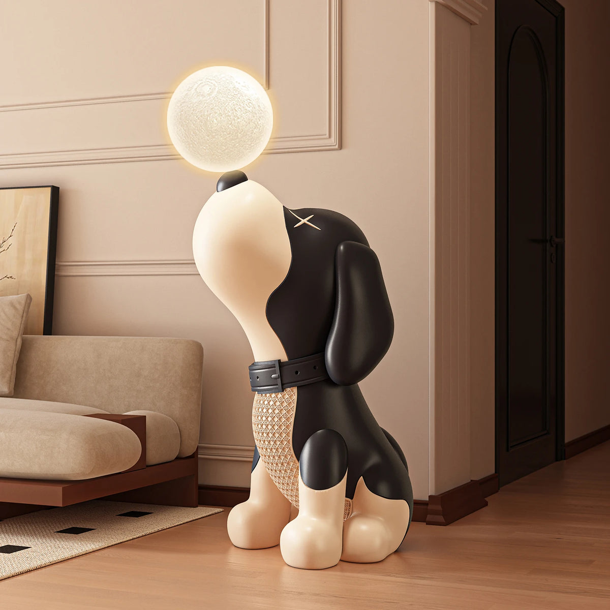 Large luminous Beagle dog sculpture by 𝕄𝕔 𝕋𝕙𝕖 𝔹𝕝𝕒𝕔𝕜 𝔻𝕚𝕒𝕞𝕠𝕟�