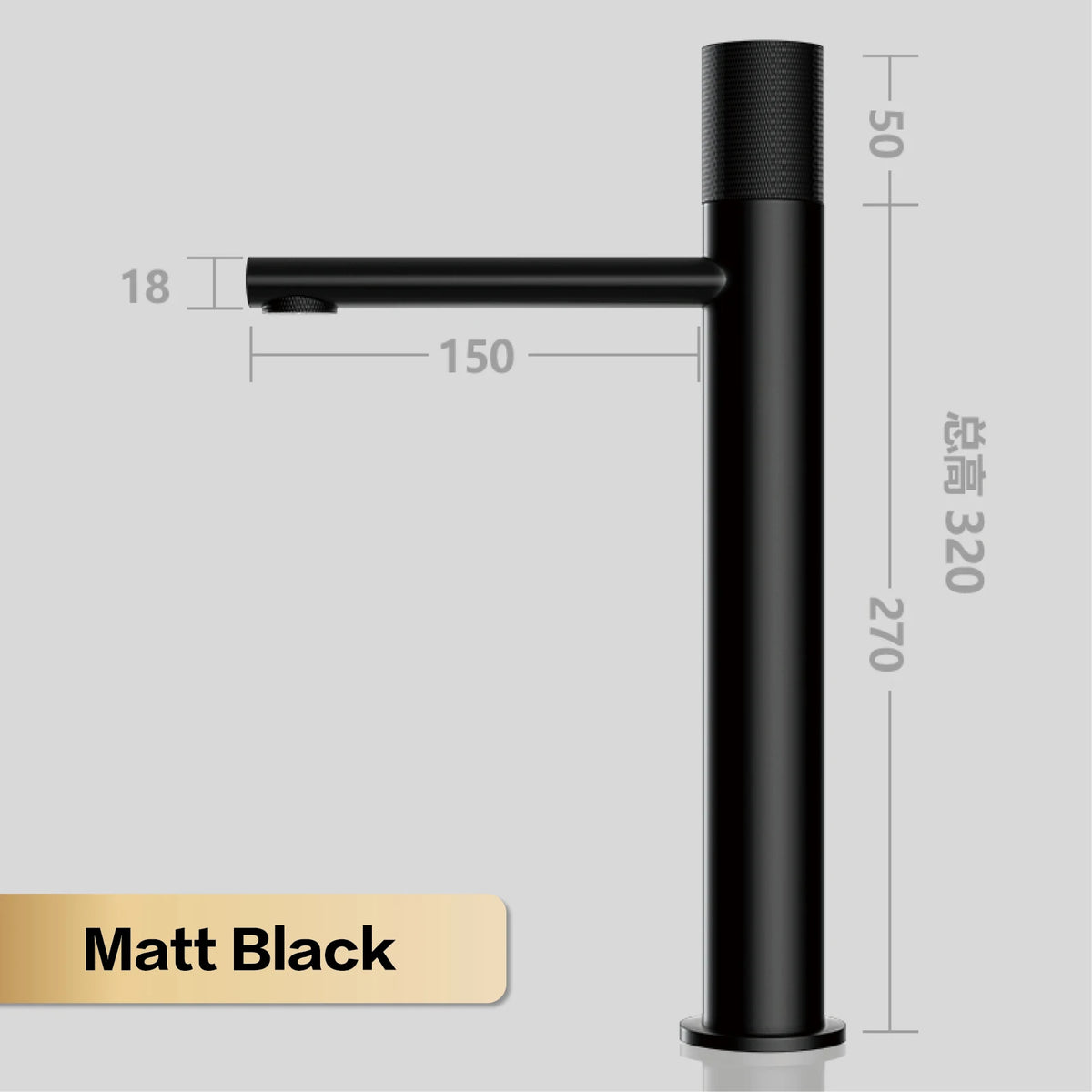 Black brass bathroom sink faucet with round handle, designed for hand washing, by MC THE BLACK DIAMOND.