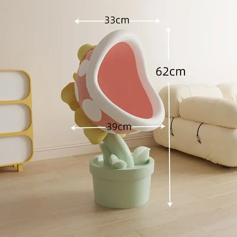 MC THE BLACK DIAMOND home decor sofa side table with a Big Mouth flower design, an end table for living room or bedroom.