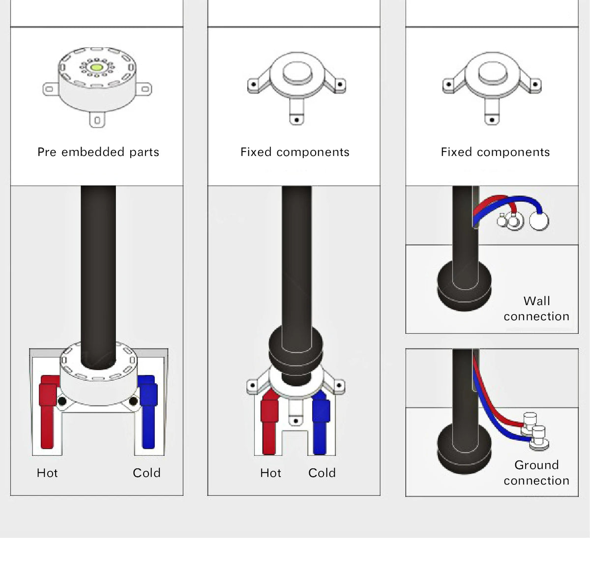 MC THE BLACK DIAMOND bathtub and shower faucet with hot and cold water embedded design for easy temperature control.