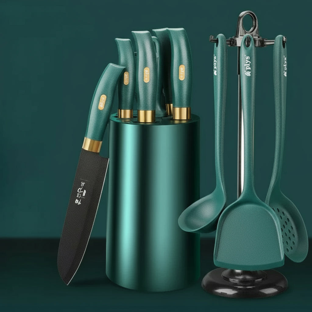 Portable MC THE BLACK DIAMOND kitchen meat cutting knife set with wear-resistant blades, ideal for precise and durable meat slicing.